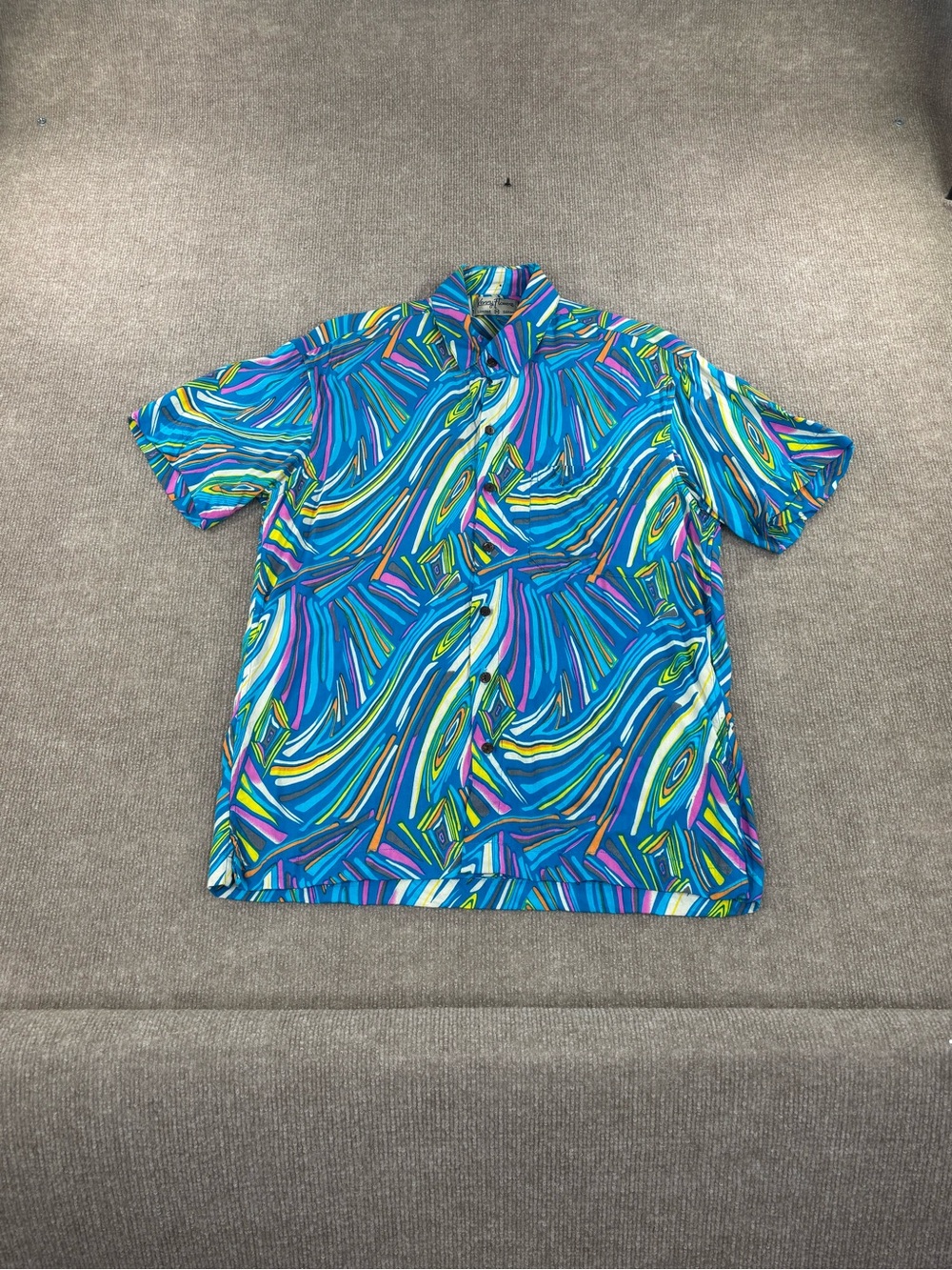 Kenny Flowers Limited Edition Abstract Swirl Rayon Button Up Shirt Mens Medium